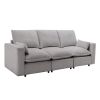 3 Seat Sofa with Removable Back and Seat Cushions and 2 pillows,Teddy Fabric Couch for Living Room, Office, Apartment