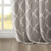 Fretwork Print Grommet Top Window Curtain Panel