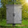 Outdoor Storage Shed with Lockable Door, Wooden Tool Storage Shed with Detachable Shelves and Pitch Roof, Natural/Gray