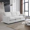 3 Seat Sofa with Removable Back and Seat Cushions and 2 pillows,Teddy Fabric Couch for Living Room, Office, Apartment