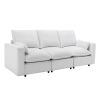 3 Seat Sofa with Removable Back and Seat Cushions and 2 pillows,Teddy Fabric Couch for Living Room, Office, Apartment