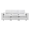 3 Seat Sofa with Removable Back and Seat Cushions and 2 pillows,Teddy Fabric Couch for Living Room, Office, Apartment