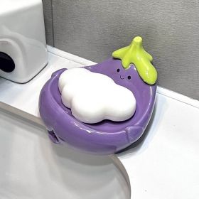 Draining Ceramic Storage Eggplant Soap Dish (Option: Eggplant Soap Dish)