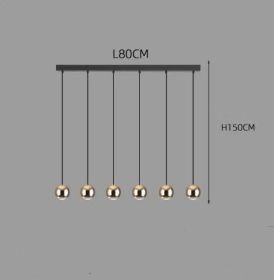 Restaurant Cafe Bar Living Room Ball Long Line Chandelier (Option: 6head golden long plate)