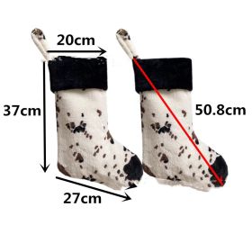 20-inch Plush Christmas Stockings Cows Pattern Gift Bag (Option: Black Edge Cows Pattern-20 Inch)